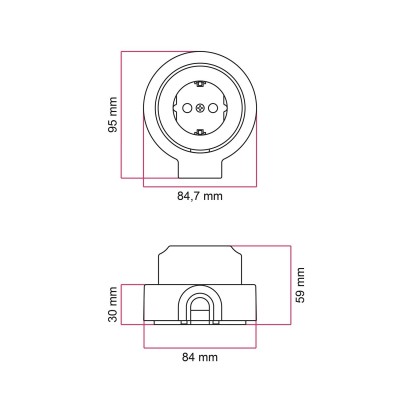Schuko-Porzellansteckerset fuer Rohr 20 mm | Lampenbedarf
