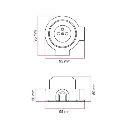 Kit franzoesische Steckdose Porzellan fuer Rohr 20 mm | Lampenbedarf
