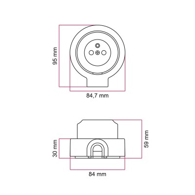 Kit franzoesische Steckdose Porzellan fuer Rohr 20 mm | Lampenbedarf