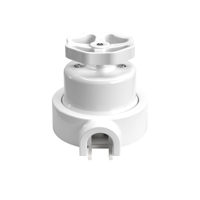 Porzellanschalter Radknauf Textilrohr 20mm | Lampenbedarf