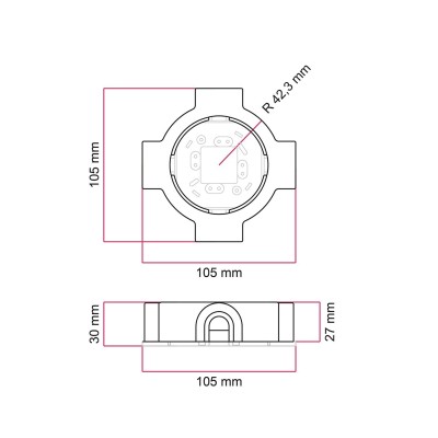 Porzellanbasis 4 Ausgaenge fuer Rohr 20mm | Lampenbedarf