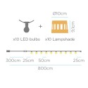 Lichterkette 10 LED IP44 Solarladung und Batterie | Lampenbedarf