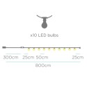 Lichterkette 10 LED Lichter Leinenfarbe IP44 Solarladung und wiederaufladbare Batterie 2700K