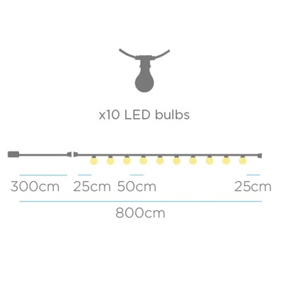 Lichterkette 10 LED Lichter Leinenfarbe IP44 Solarladung und wiederaufladbare Batterie 2700K