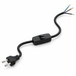 Schwarzer Anschluss mit zwei Schaltern und einem 2 m langen Kabel.