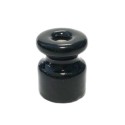 Aislador de porcelana negro para instalación cable trenzado