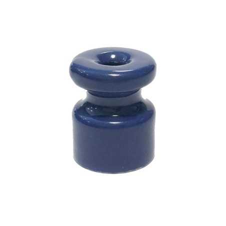 Aislador de porcelana azul para instalación cable trenzado