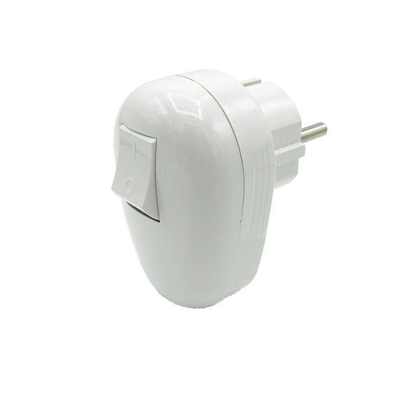 Clavija enchufe tipo acodada interruptor incorporado y T.T.