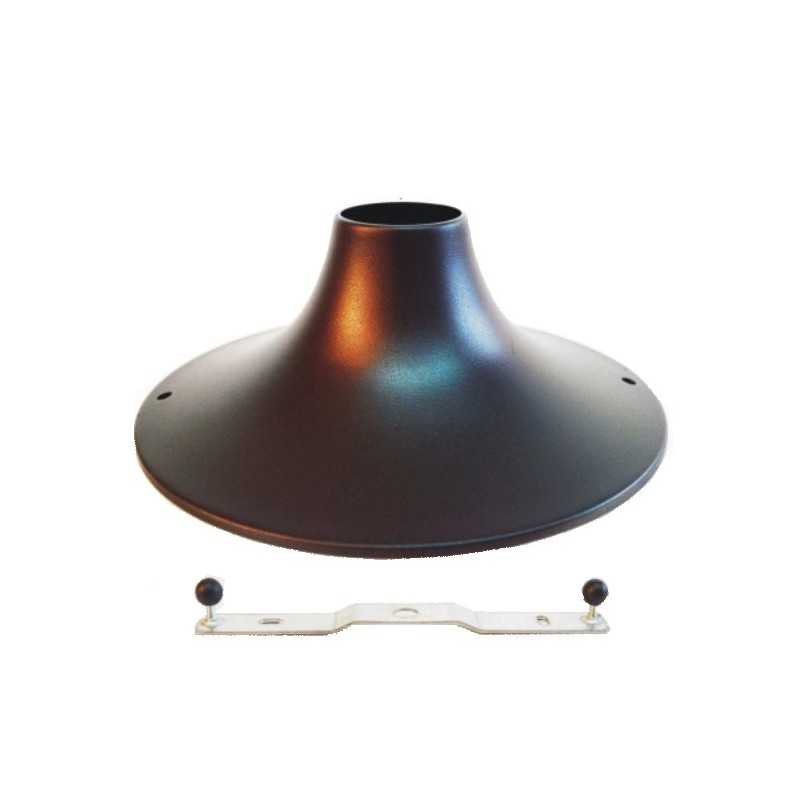 Schwarzer Metall-Baldachin fuer Lampenfassung 185mm x 70mm
