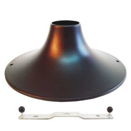 Schwarzer Metall-Baldachin fuer Lampenfassung 185mm x 70mm