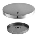 Base para pie en acero mate 140mm diámetro descentrada