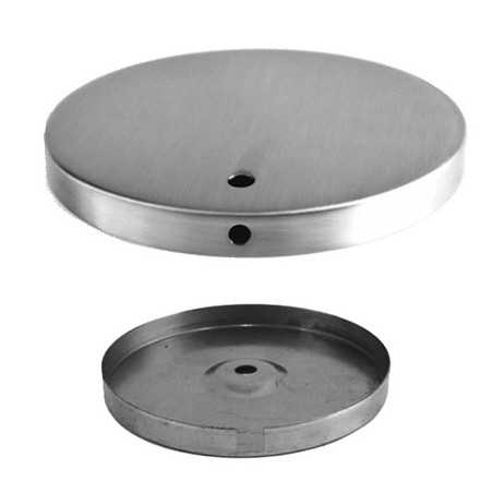 Base para pie en acero mate 140mm diámetro descentrada