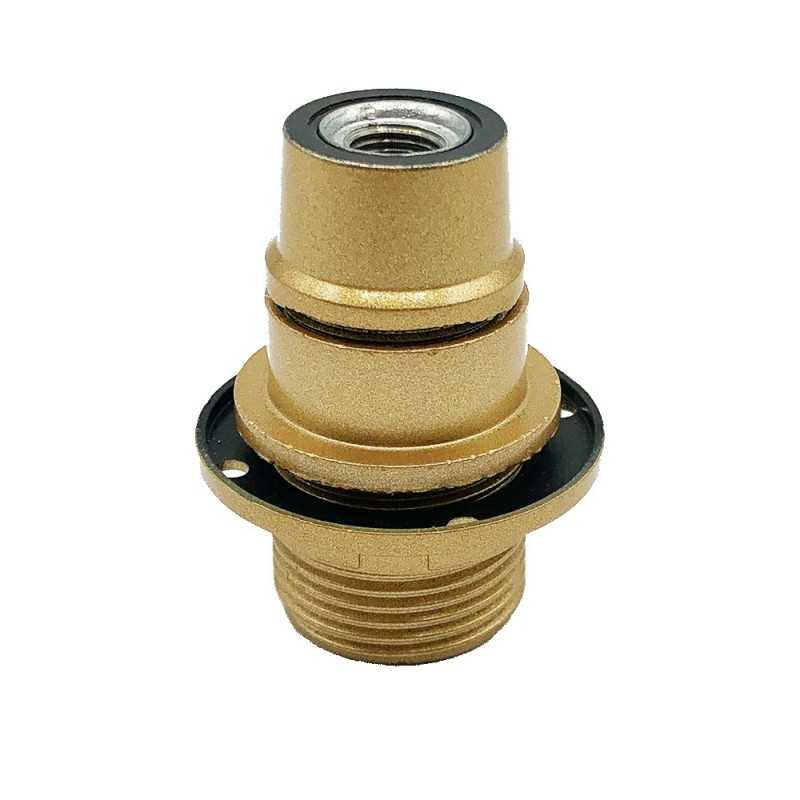 E14 Lampenfassung ocker mit Gewinde und Ringen fuer Lampenschirm