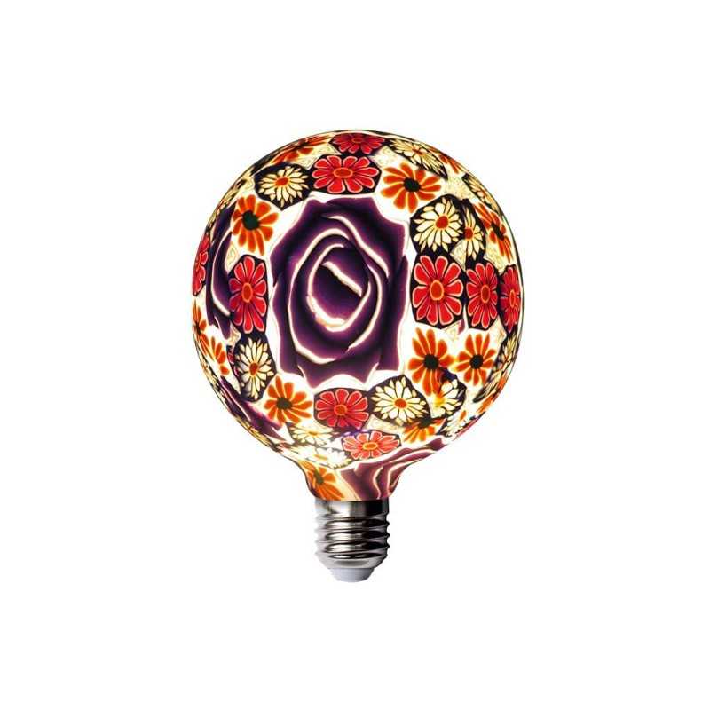 Bombilla decorativa de silicona superficie decorada rosas