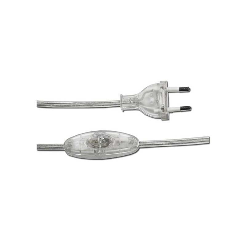 Conexión plástica transparente 150cm interruptor y clavija