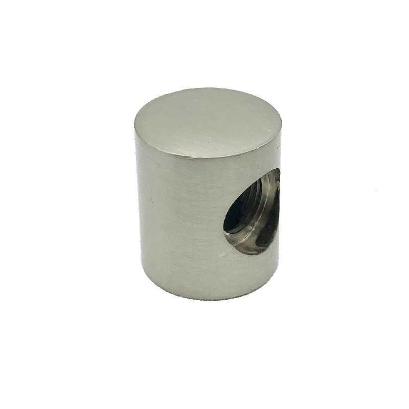 Taco cilindro acero mate dos salidas 24mm alto x 20mm