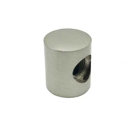 Taco cilindro acero mate dos salidas 24mm alto x 20mm