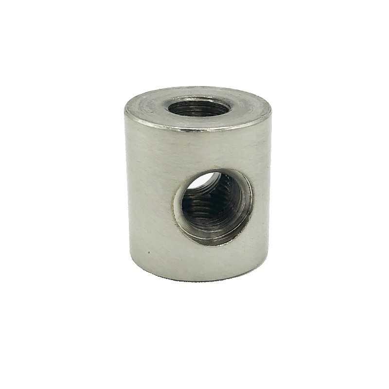 Taco cilindro acero mate cuatro salidas 24mm alto x 22mm