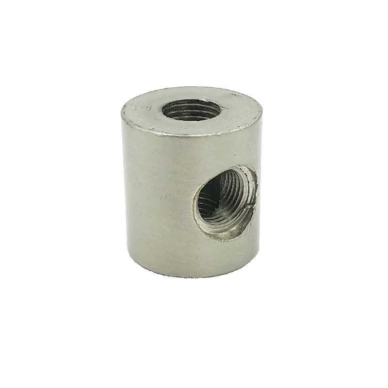 Taco cilindro acero mate tres salidas 24mm alto x 22mm