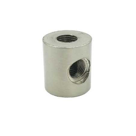 Taco cilindro acero mate tres salidas 24mm alto x 22mm