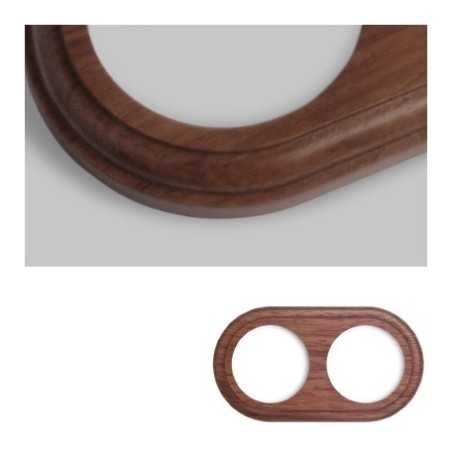 Marco doble mecanismos empotrar madera oscura redondo