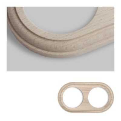 Marco doble mecanismos empotrar madera natural redondo