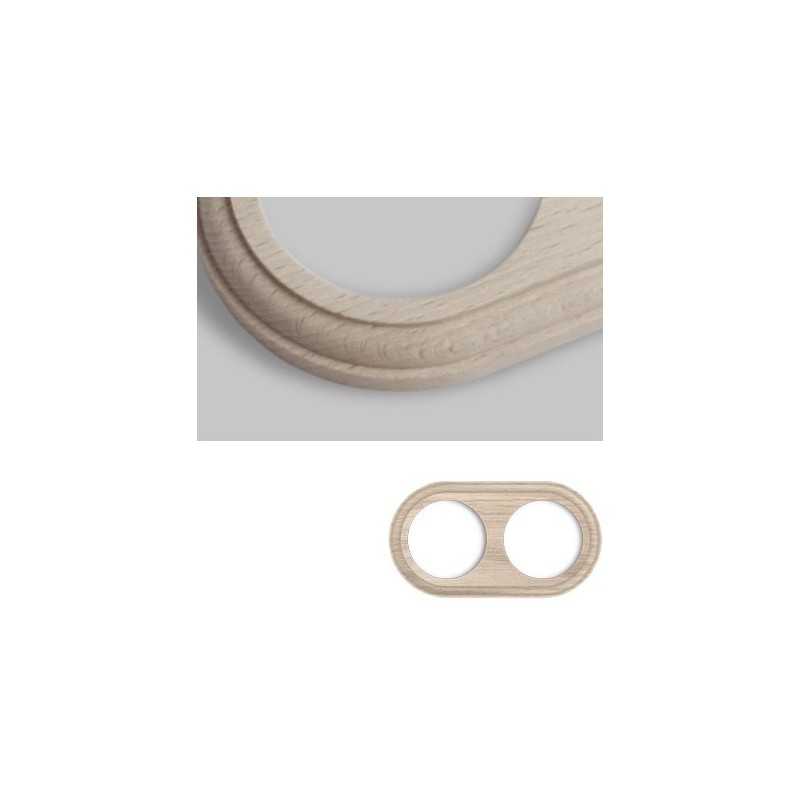 Marco doble mecanismos empotrar madera natural redondo
