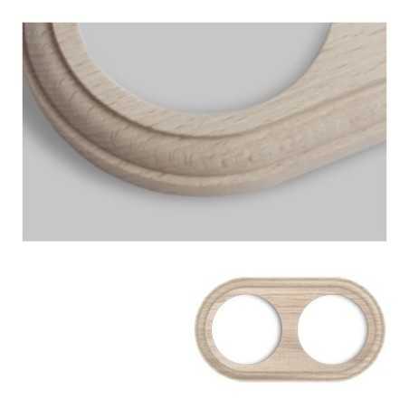 Marco doble mecanismos empotrar madera natural redondo