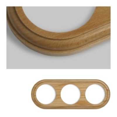 Marco triple mecanismos empotrar madera clara redondo