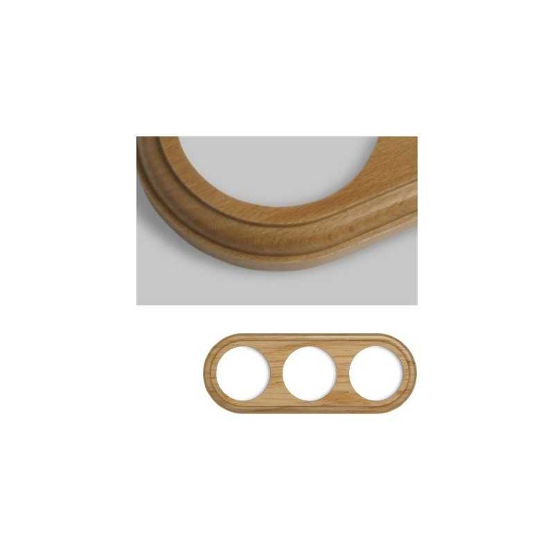 Marco triple mecanismos empotrar madera clara redondo