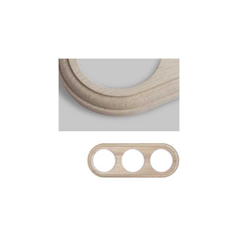 Marco triple mecanismos empotrar madera natural redondo