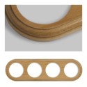 Marco para cuatro mecanismos madera clara redondo
