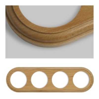 Marco para cuatro mecanismos madera clara redondo