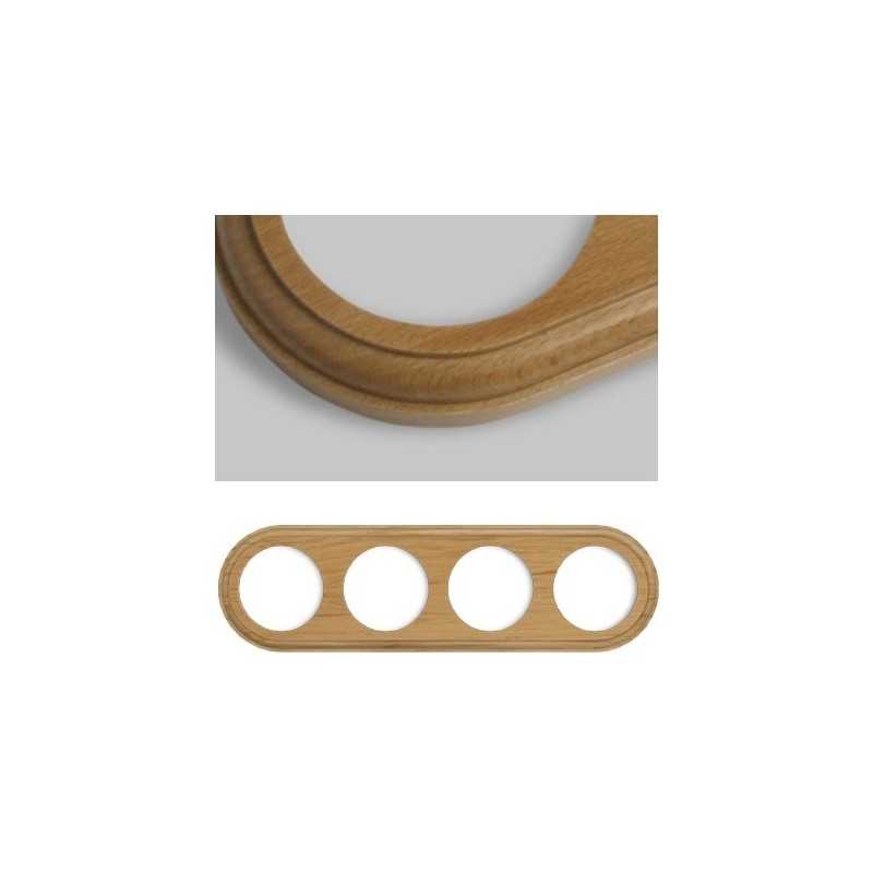 Marco para cuatro mecanismos madera clara redondo