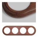 Marco para cuatro mecanismos madera oscura redondo