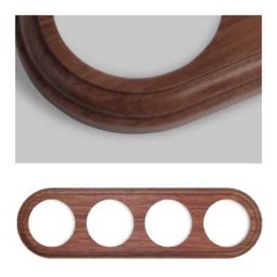 Marco para cuatro mecanismos madera oscura redondo