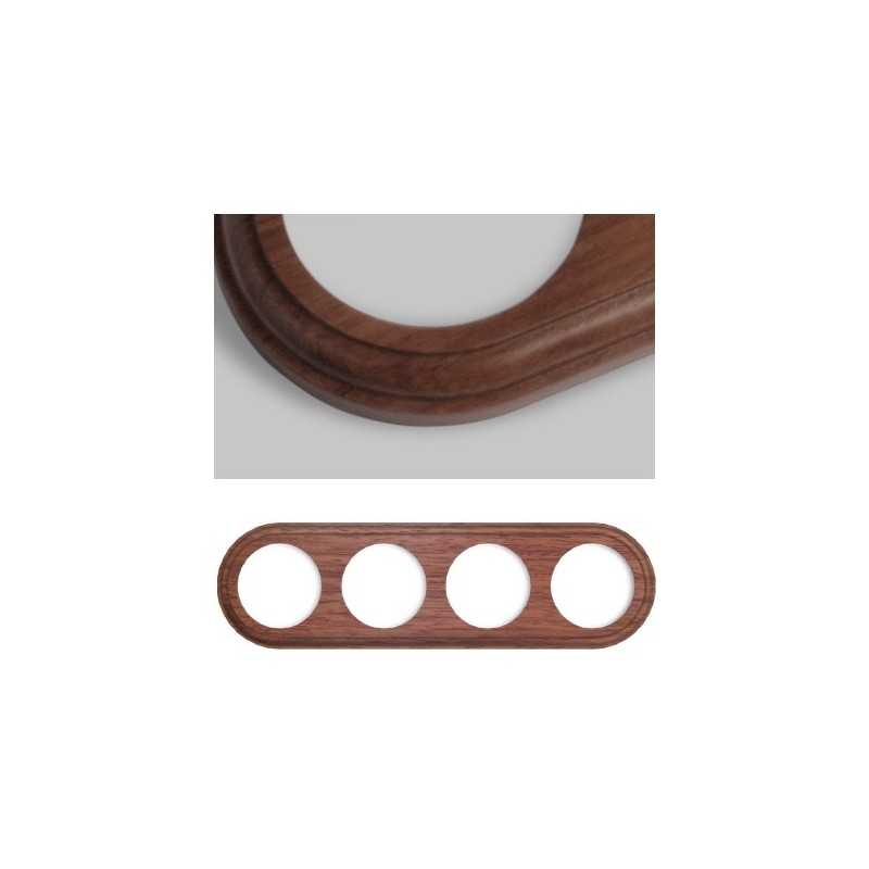 Marco para cuatro mecanismos madera oscura redondo