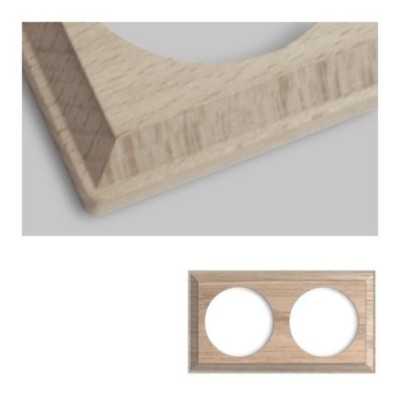 Marco doble mecanismos empotrar madera natural cuadrado