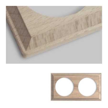 Marco doble mecanismos empotrar madera natural cuadrado