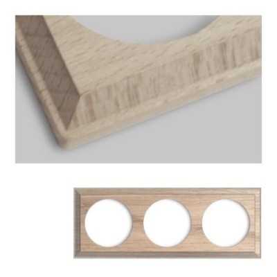 Marco triple mecanismos empotrar madera natural cuadrado