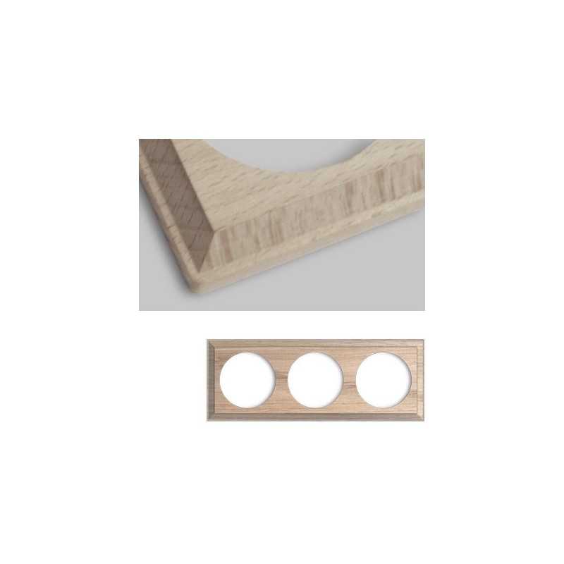 Marco triple mecanismos empotrar madera natural cuadrado