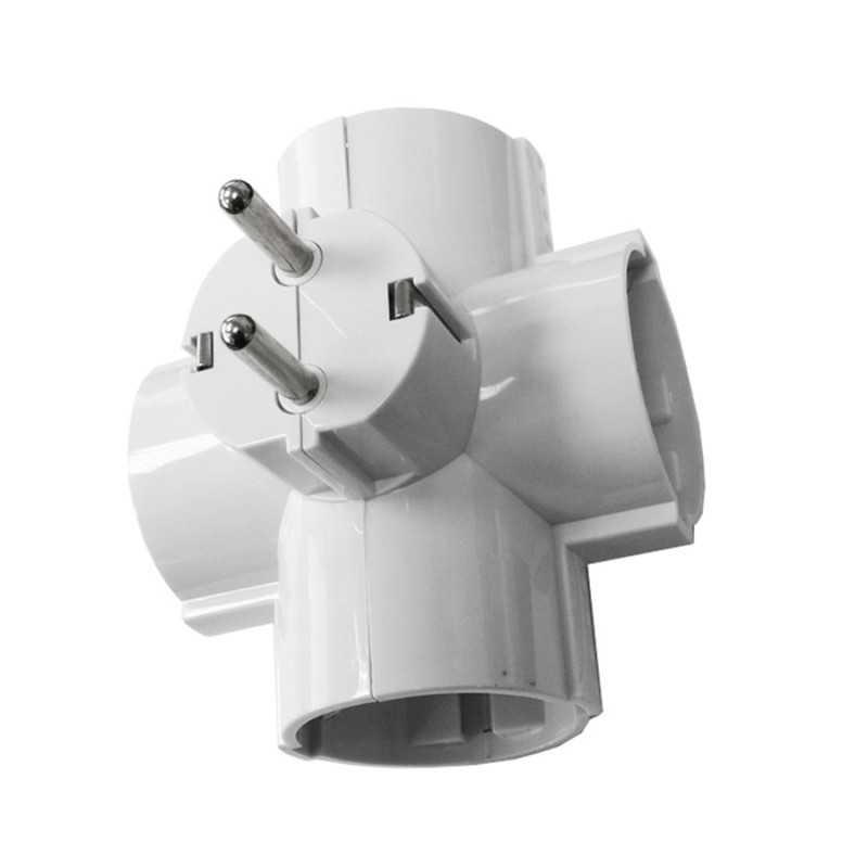 Ladrón de cuatro tomas con toma tierra y pata gorda