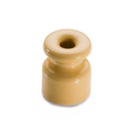 Aislador de porcelana beige grande para cable trenzado