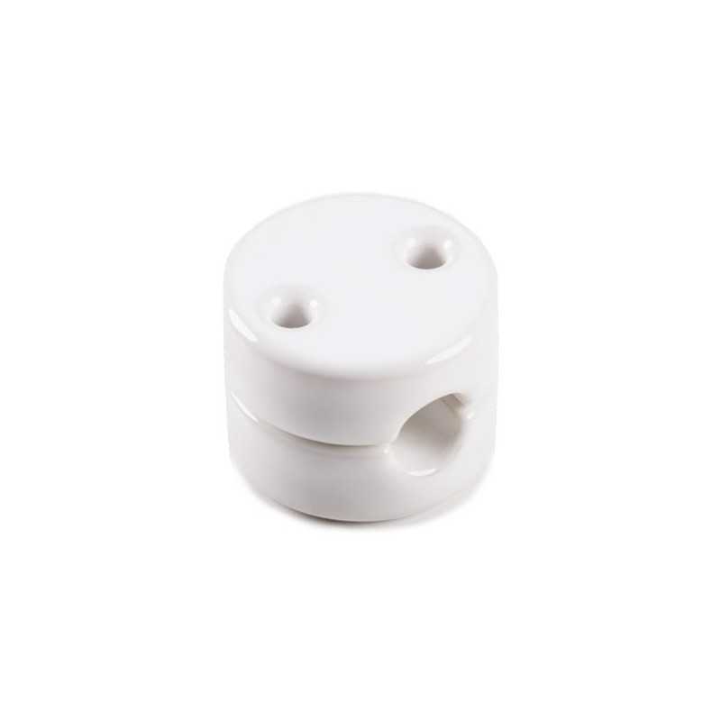 Pasacables de porcelana blanco para instalación decorativa