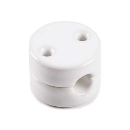 Pasacables de porcelana blanco para instalación decorativa
