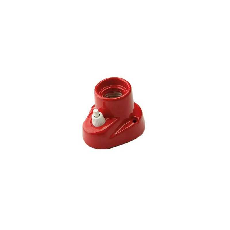 Aplique porcelana retro color rojo con interruptor incluido