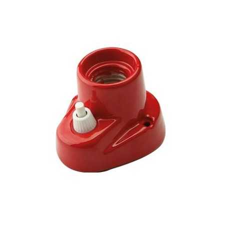 Aplique porcelana retro color rojo con interruptor incluido