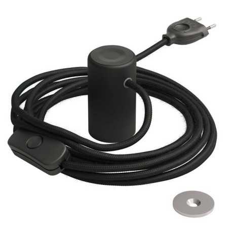 Schwarze magnetische Lampenfassung mit Schalter und Stecker