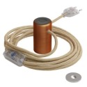 Kupferfarbene magnetische Lampenfassung mit Schalter und Stecker