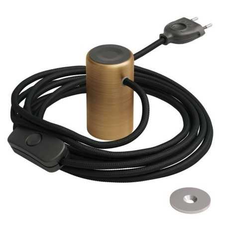 Messingfarbene magnetische Lampenfassung mit Schalter und Stecker